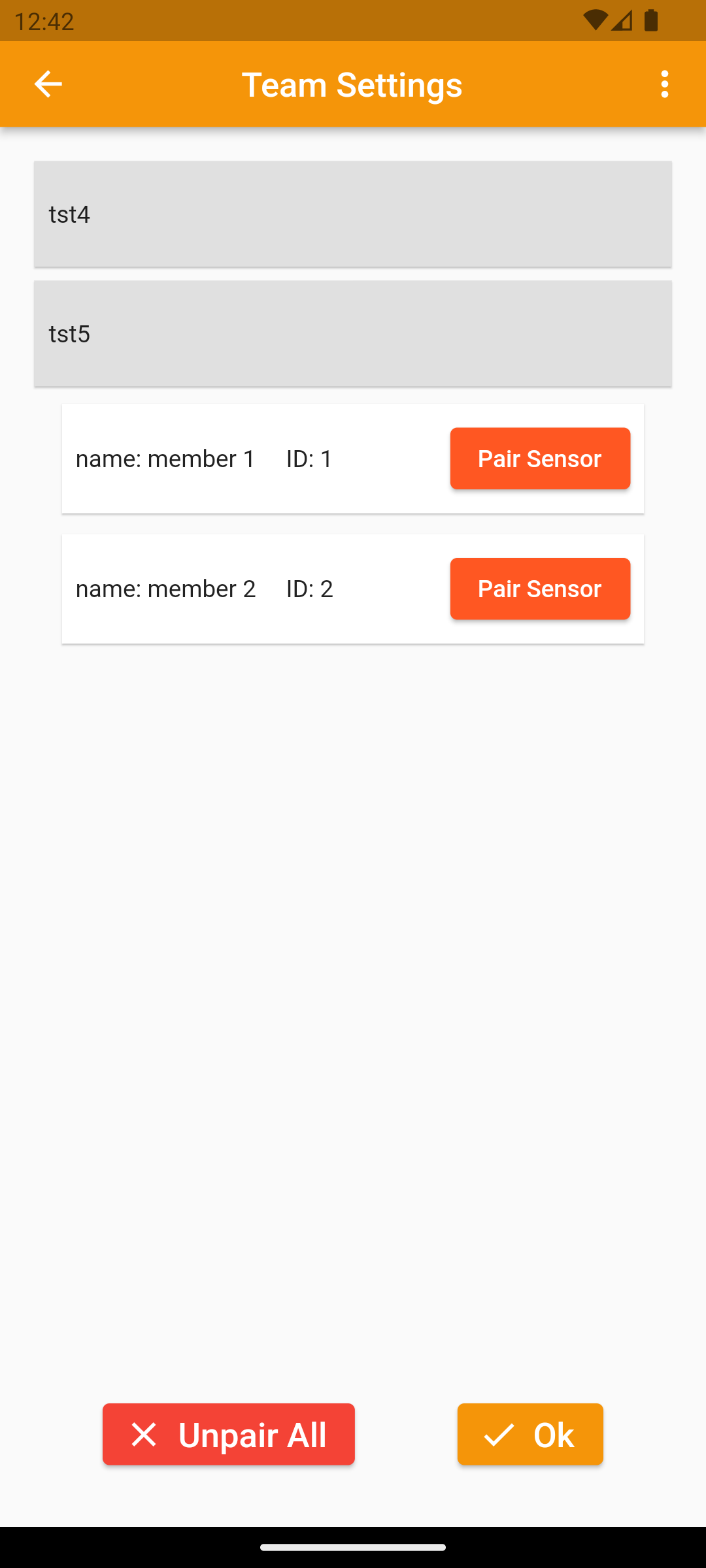 Pair Sensors Page