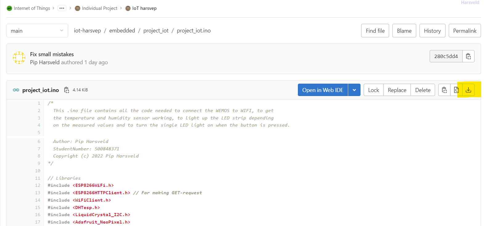 Screenshot of my repository on gitlab