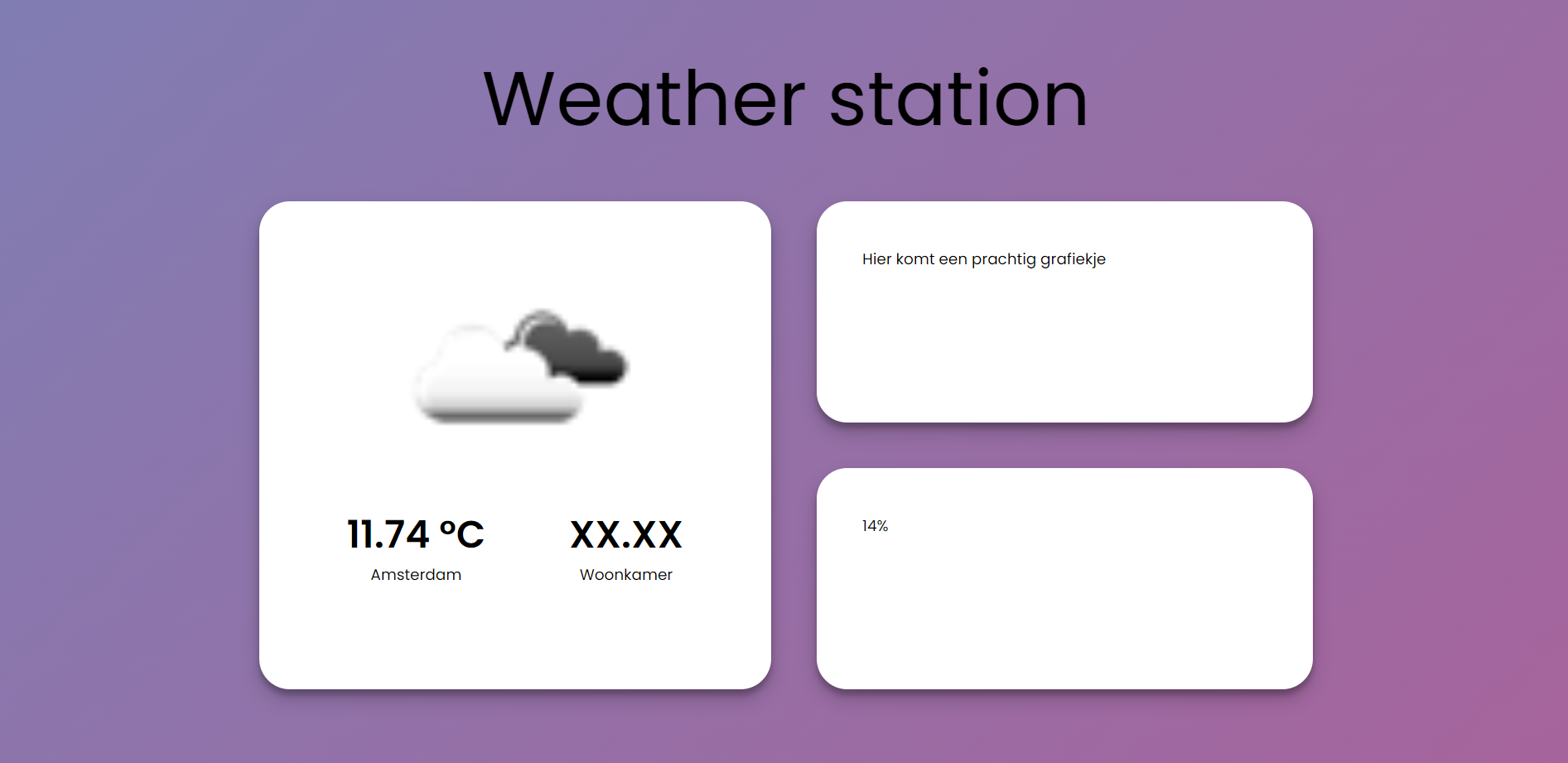Screenshot of the weatherstation website version 1