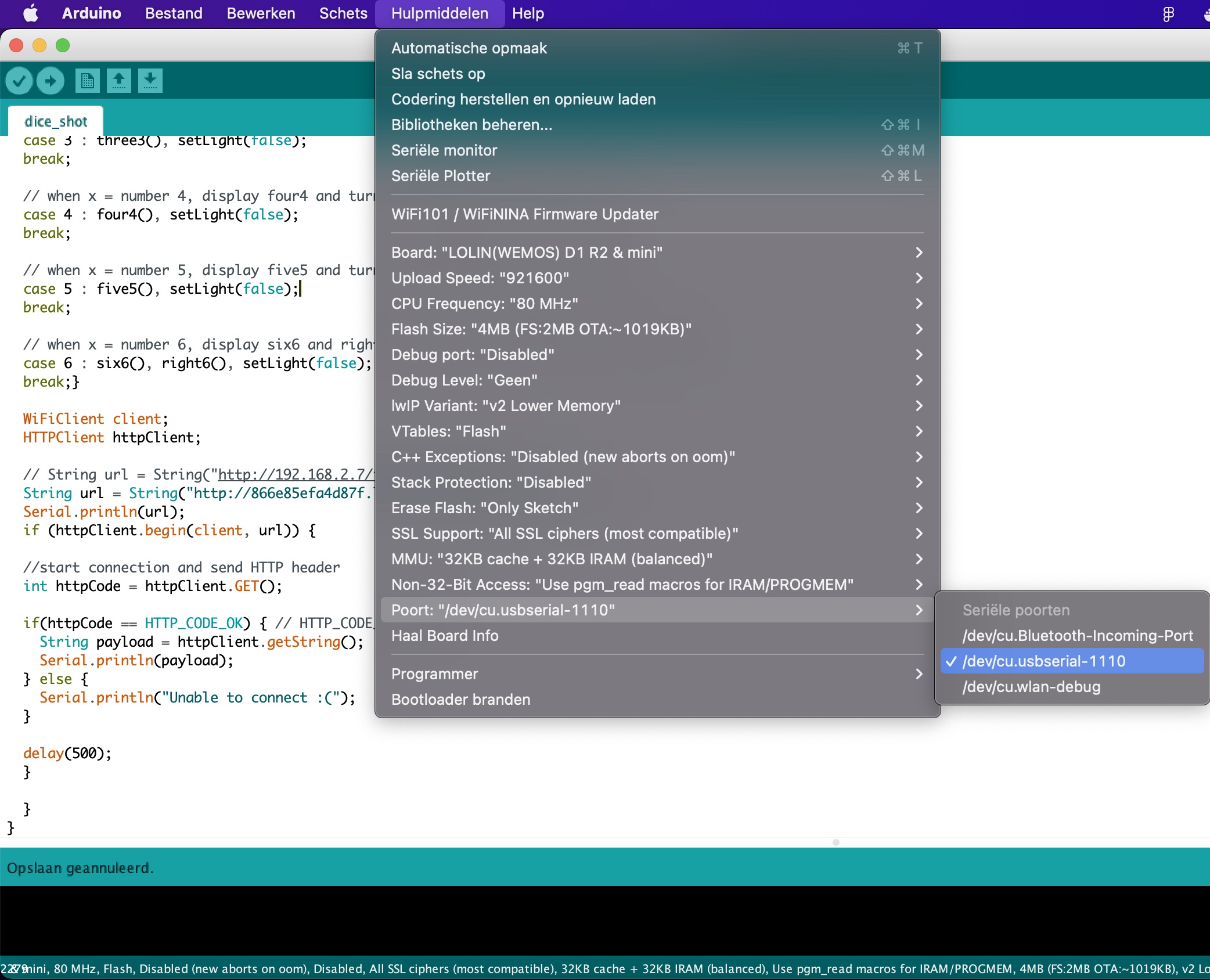 Select port Arduino IDE